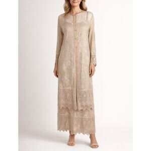 Cache Vintage Nocturn Embroidered Lace Sleeveless Dress Cover-Up Sz Petite Small